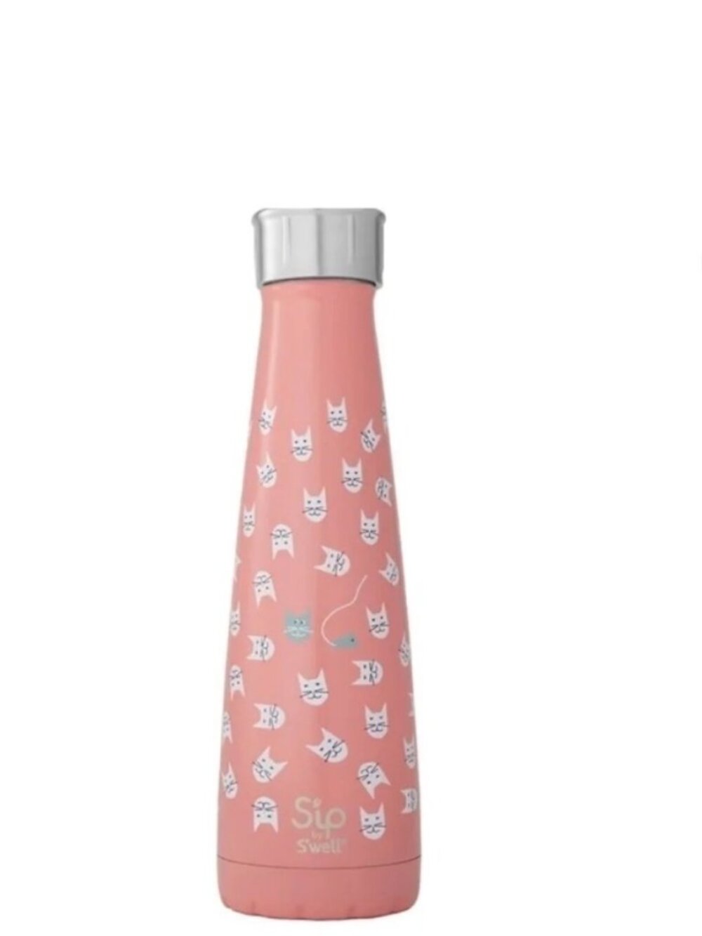 SIP BY S'WELL Pink Look At Meow Cat Cold /Hot 15 Oz S/S Travel Water Bottle